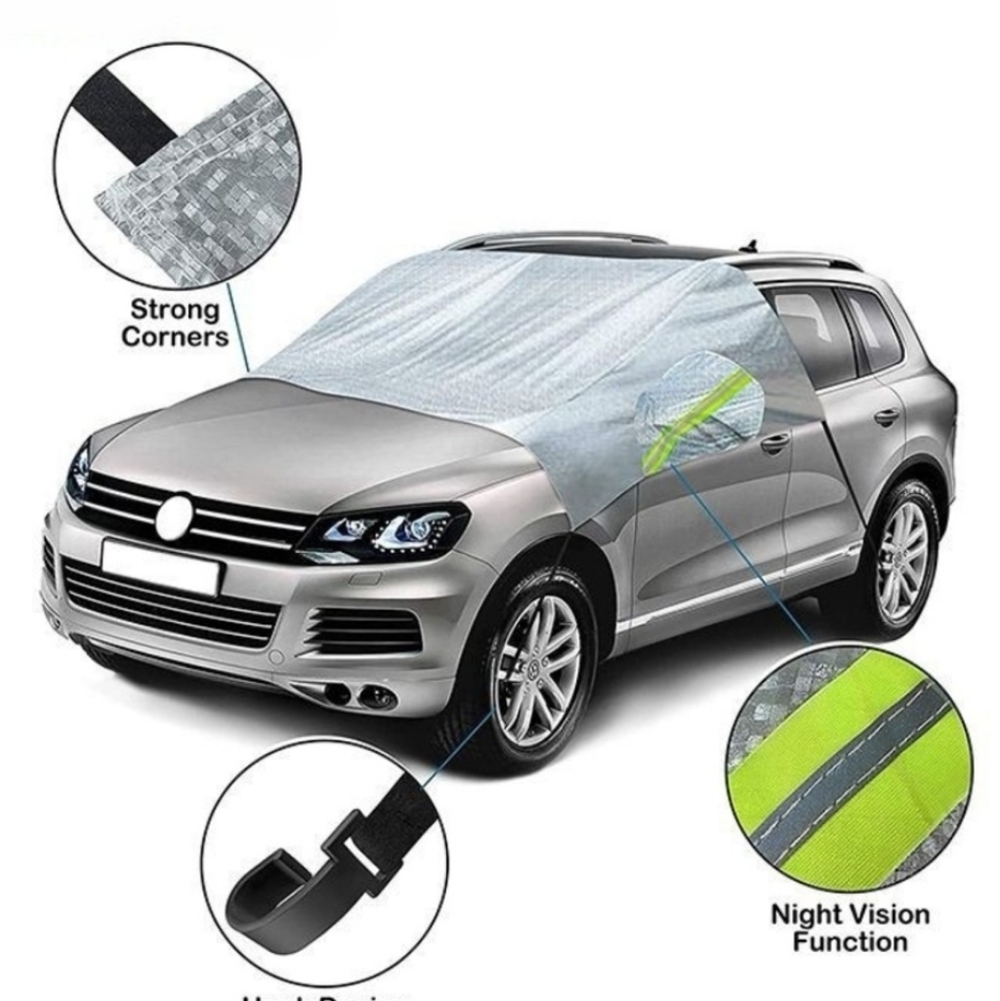 Winter Snow Car Cover w/ Reflective Orange Accents 4Wheel TieDown & Storage Bag